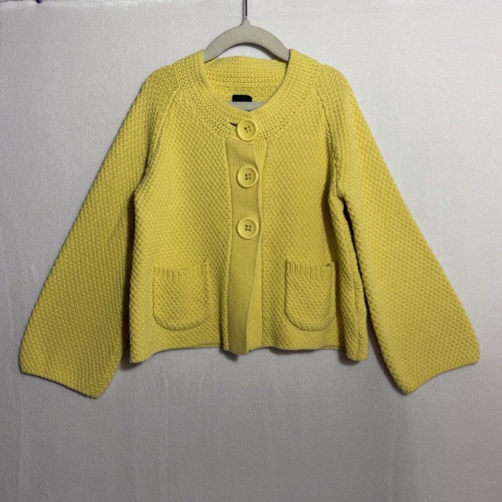 Vintage Mini Boden Yellow Textured Knit Button Cardigan Sweater Girls Size 9-10Y